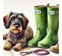 Single Luxury Wire Haired Dachshund Blank Card - suitable for Mothers Day, Birthdays