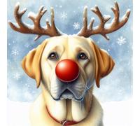 Single Luxury Yellow Labrador Christmas Card (RUD)