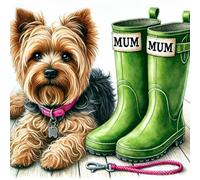 Single Luxury Yorkshire Terrier Blank Card - suitable for Mothers Day, Birthdays