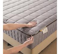 Single Mattress Cover with Zip 90x190/200 Customizable Zipped Mattress Protector Double/King Washable Five-sided Quilted Mattress Topper Breathable Mattress Encasement Fitted Sheet(135x190+5cm,Gray)