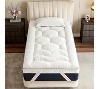 Single Mattress Topper, 10cm/4 Inch Deep Thick Microfibre, Cloudlike Hotel Luxury Feel with Ergonomic Zoned Support, 1200GSM Box Stitched Filling, Breathable Washable with Elasticated Corner Straps