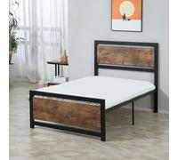 Single Metal Bed Frame Slat Support Bedstead Base w/ Headboard & Footboard