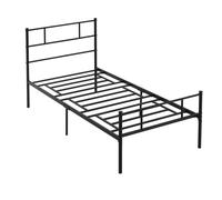 HOMCOM Single Metal Bed Frame With Headboard And Footboard Black, Black