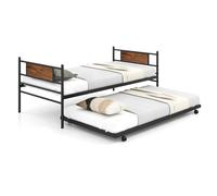 Single Metal Daybed Sofa Bed Dual-use Guest Bed W/ Pull-out Trundle