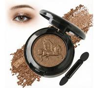 Single Metallic Bronze Baked Powder Eyeshadow - Waterproof Shimmer Highlighter Glow Makeup for Adults, Pegasus Bronze Compact with Dual-Ended Applicator, Finely Milled for Eye & Face