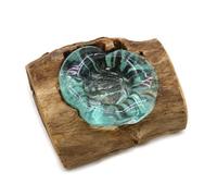 Single Molten Glass Candle Holder With Wooden Base Decorative Light
