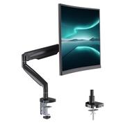 Single Monitor Arm Holds to 28.6 lbs, Ultrawide Monitor Stand for 35 inch Screens, Fully Adjustable Mount with Premium Aluminum&Gas Spring, C-Clamp & Grommet Base, VESA 75x75 or 100x100mm
