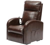 Single Motor Rise and Recline Lounge Chair - Chestnut PU Leather Material
