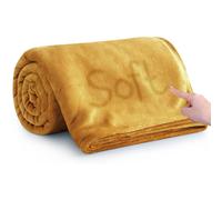 (Single, Mustard) Faux Fur Fleece Blanket Sofa Throw Soft Warm Bed Mink Single Double King & Super King