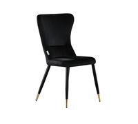 Single New York Modern Velvet Dining Chair with High Back, Black Metal Legs, and Gold Tips Life Interiors Black One Size