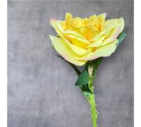 Single Open Rose - Single Silk Flower Stem (Yellow)