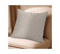(Single Pack, Cream) Check Design Velvet Filled Cushions 18x18inches -Luxury Super Doft with Filler Inner