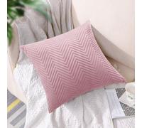 (Single Pack-Cushion Cover Only, Pink) Embossed Velvet Cushion Cover & Filled Cushions