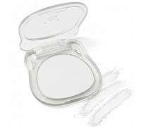 Single Pan Cool-Toned White Shimmer Eyeshadow, Soft Luminous Highlight Shade with Satin Glow, Smooth Blendable Pressed Powder in Bear-Shaped Transparent Compact for Eye Brightening