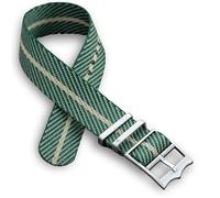 Single Pass Twill Watch Strap | 22mm Green Tan Stripe | Military Nylon Pass-Through Band | Adjustable Stainless Steel Crown Buckle | Spring Bars & Tool Included (22 mm, Green Tan)