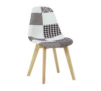 Life Interiors Single Patchwork Fabric Chair with Wooden Legs, Modern Accent Chair for Living Room & Office Life Interiors Multicolor