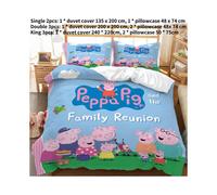(Single) Peppa Pig Kids Single Double Bed Linen 3d Duvet Cover Set Bedding Furnishings Home
