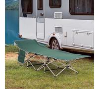 Single Person Folding Camping Cot Portable Camp Sleeping Bed w/ Carry Bag Outsunny Green One Size