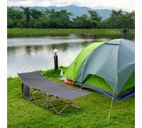 Single Person Folding Camping Cot Portable Camp Sleeping Bed w/ Carry Bag Outsunny Grey One Size