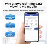 Single Phase 220V Smart Energy Meter with Digital LCD Display for DIN Rail, Multifunction Meter with WiFi Remote Monitoring and Data Reset Option (C)