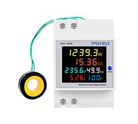 Single Phase Din Rail AC Energy Meter Monitor 6 in 1 Multimeter AC 40-300V 100A Voltage Current Voltmeter Ammeter Watt Kwh Frequency Power Meter 110V 230V (External CT)