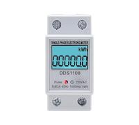 Single Phase Energy Meter 50/60A AC 220V LCD Digital Display with Backlight, Red LED Pulse Indicator, No Reset Button, Plastic Embedded End Cover for Reliable Power Measurement