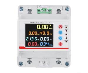 Single Phase For Smart Energy Meter 100A AC220V for Tuya WiFi PV System, Intelligent Reclosing Protector with Real-Time Monitoring and LCD Display, Gray