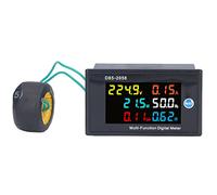 Single Phase Power Monitor with LCD Digital Display, AC Voltage Current Meter Tester, Measures Energy Power Factor Frequency, for Home and Panel Use 200-450V