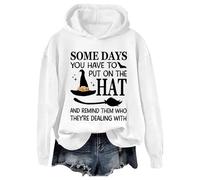 Single Piece Hoodie Women's Halloween Hoodie for Women, Oversized with Letter Print, Loose Fit, Trendy Hooded Neck Shirts, Mountain Man Hoodie Women, White, S