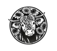 Single Piece Metal Wall Decor, Cow Iron Panel, 9.84 Inch Indoor Accent for Living Room Study Entryway Dining Area Cafe, Floral Art Display Animal Wall Art Floral Metal Panel Indoor Accent Decor