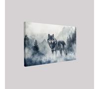 Single Piece Wolves and the Forest Canvas Wall Art 50 x 40 cm Framed Grey Poster Print Ready to Hang for Dining Room Bedroom Office