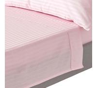 Egyptian Cotton Satin Stripe Flat Sheet 330 Thread Count Homescapes Pink Single Flat