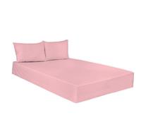 (Single, Pink) Polycotton Plain Dyed Fitted Sheet Hotel Quality Soft Luxury Easy Care Bed Sheets Only.