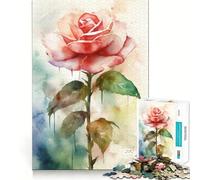 Single Pink Rose 1000 Pieces Jigsaw Puzzles for Teenagers Boost Memory Stress Release Premium Cut Cherished Gift 38x26cm