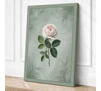 Single Pink Rose Botanical Canvas Wall Art Print 30x20 Inch