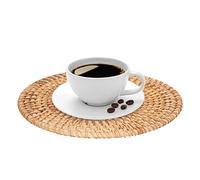 Single Place Mat,Natural Rattan Braid Hot Insulation Placemat,Hot pads,Kitchen Table Place Mats Heat Resistant Trivets,Boho placemat,Farmhouse placemats for Large Vessels Hot Dishes Pan Pot(18cm)