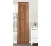 Single Plain Voile Net Curtain Sheer Panels Slot Top Heading (Sand, 140cm (55") Wide x 229cm (90") Drop)