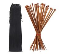 Single Point Bamboo Knitting Needles 14 Inch, 18 Pairs Wooden Knitting Needles for Beginners, US Size 0-15 (2.0-10.0mm), Straight Wood Needles Prefect for Sweaters, Socks, Shawl, Gloves and Scarf