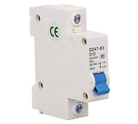 Single Pole Circuit Breaker, Din Rail Mount Circuit Breaker Easy Installation 6000 Breaking Capacity Flame Retardant for Office Building Pushbutton Switches Automatic switch