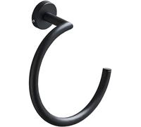 Single-Post Bathroom Towel Ring, Wall-Mounted Bath Towel Holder, Decorative Stainless Steel Towel Hook,Schwarz