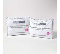 HOMESCAPES 3 in 1 All Seasons Single Duvet 15 Tog (4.5 + 10.5), Luxury White Goose Feather & Down Quilt, Anti Allergy 100% Cotton Cover Down-Proof Winter Duvets, Washable RDS &OEKO-TEX Certified