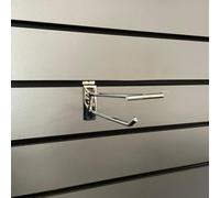 Single Prong Slatwall Hook with Overhead Arm for Price Ticket | Polished Zinc Display Hook for Retail & Shop Shelving | Sizes: 6", 8, 10, 12 Inch Durable Metal Peg for Slat Wall Systems (20, 6"/15cm)