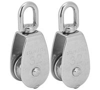 Single Pulley, 2Pcs 250kg Cable Single Pulley Block Stainless Steel Hanging Wire Towing Lifting Rope Wheel for Climbing, Aerial Work, Tree Keepers