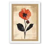 Single Red Poppy Botanical Framed Wall Art Print A1 (84.1×59.4cm) White, Wall Decor for Living Room, Bedroom, Office & Home, Ready to Hang, Art Gift