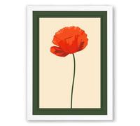 Single Red Poppy Botanical Framed Wall Art Print A4 (29.7×21cm) White, Wall Decor for Living Room, Bedroom, Office & Home, Ready to Hang, Art Gift