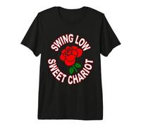 Single Red Rose and Swing Low Sweet Chariot Premium T-Shirt