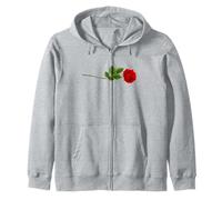 Single Red Rose Zip Hoodie