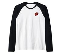 Single RedRose Graphic at Pocket Patch Love Red Roses Flower Raglan Baseball Tee