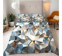 Single Reversible Duvet Cover Set Geometric Shapes 3D Printed Abstract Bedding Set Soft Microfiber Quilt Cover Set 3 PCs Comforter Cover with Zipper Closure and 2 Pillowcases 50x75 cm B-24