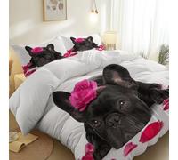 Single Reversible Duvet Cover Set, Simple French Bulldog Photography Print Pattern Bedding with Zipper Closure, Soft Microfiber Quilt Cover for Kids Teen Adult Room Decor, White